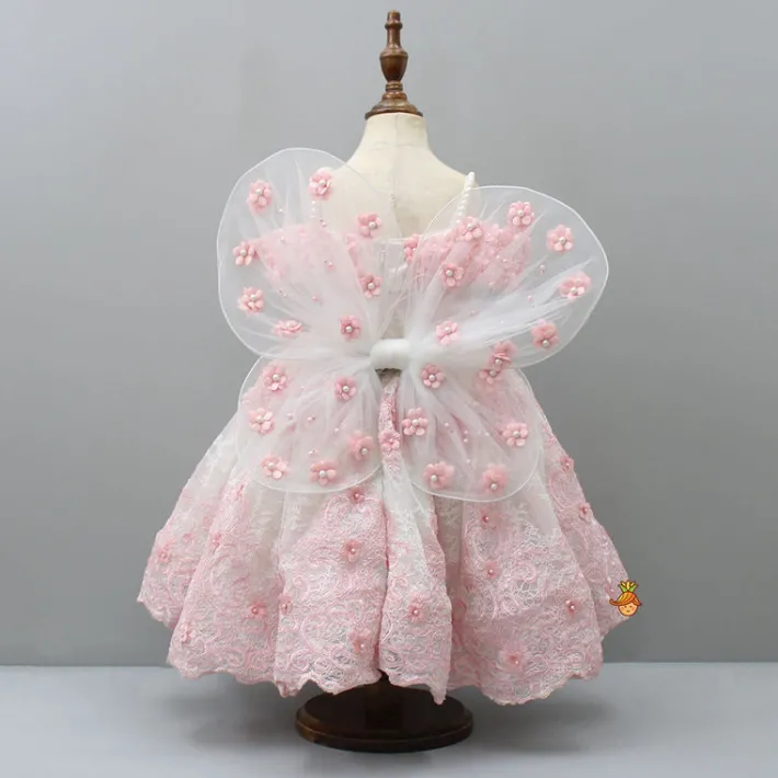 Outlet Off Shoulder Fabric Flowers Adorned Wings Gown With Detachable Trail And Matching Hair Clip Dresses & Sets | Gowns