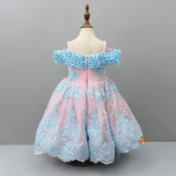Clearance Off Shoulder Fabric Flowers Adorned Dual Tone Wings Gown With Detachable Trail And Matching Hair Clip Dresses & Sets | Gowns