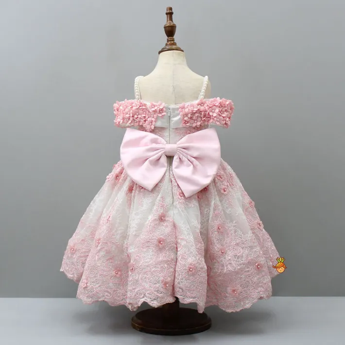 Outlet Off Shoulder Fabric Flowers Adorned Wings Gown With Detachable Trail And Matching Hair Clip Dresses & Sets | Gowns