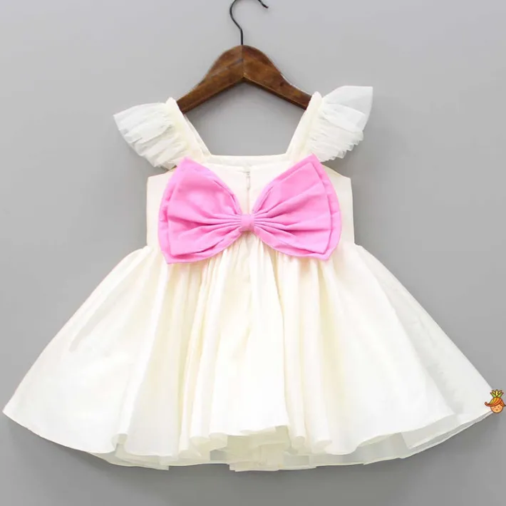 Fashion Off White Candies Embroidered Dress With Contrasting Pink Head Band Dresses & Sets | Dresses
