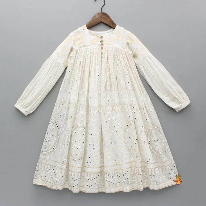 New Off White Embroidered And Embellished Kurti Ethnic Wear | Kurtis & Jumpsuits