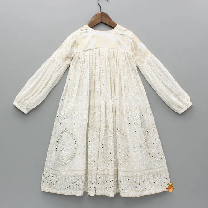 Online Off White Embroidered And Embellished Kurti Ethnic Wear | Kurtis & Jumpsuits