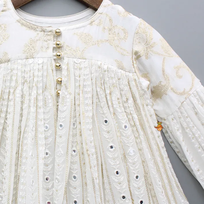 Online Off White Embroidered And Embellished Kurti Ethnic Wear | Kurtis & Jumpsuits