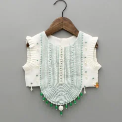 Discount Off White Embroidered And Embellished Top With Lehenga And Dupatta Twinning Sets | Ethnic Wear