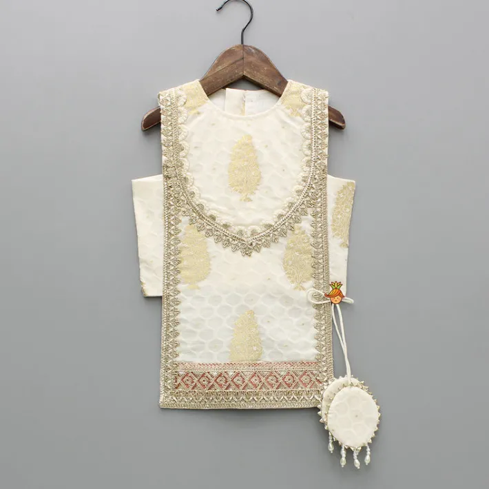 Discount Off White Embroidered Embellished Top And Palazzo Ethnic Wear | Palazzos & Shararas
