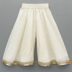 Discount Off White Embroidered Embellished Top And Palazzo Ethnic Wear | Palazzos & Shararas