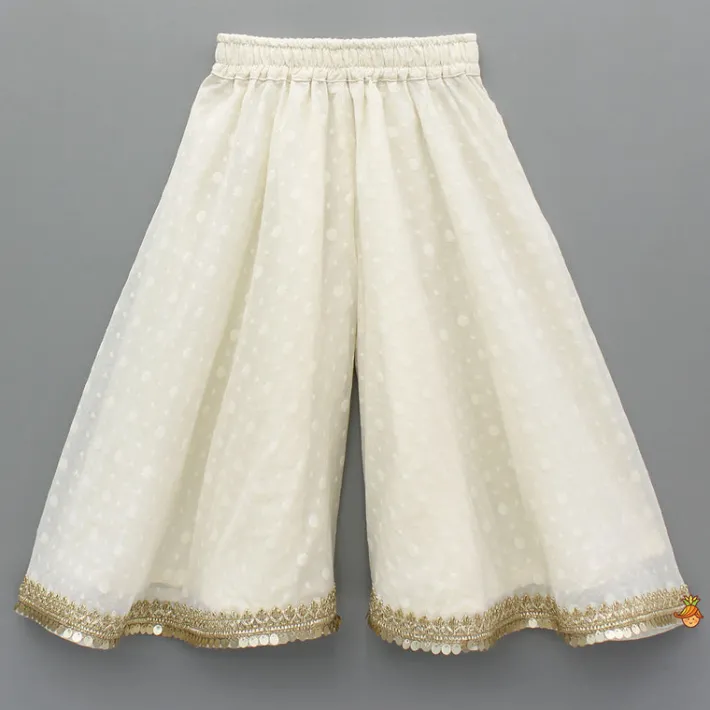Discount Off White Embroidered Embellished Top And Palazzo Ethnic Wear | Palazzos & Shararas