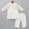 Outlet Off White Embroidered Kurta With Pyjama BOY Indian Ethnic Wear | Ethnic Sets