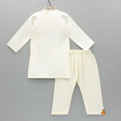 Online Off White Embroidered Kurta And Pyjama BOY Indian Ethnic Wear | Ethnic Sets