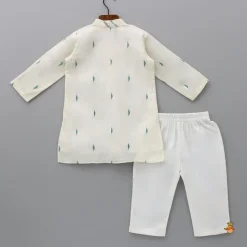 Outlet Off White Embroidered Kurta With Pyjama BOY Indian Ethnic Wear | Ethnic Sets