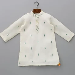 Outlet Off White Embroidered Kurta With Pyjama BOY Indian Ethnic Wear | Ethnic Sets