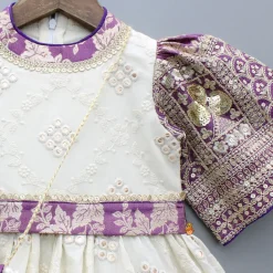 Discount Off White Embroidered Kurti With Sling Bag Ethnic Wear | Kurtis & Jumpsuits