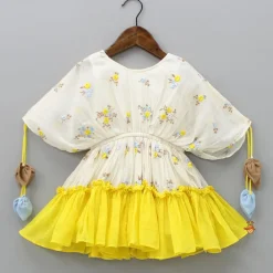 Best Off White Embroidered Ruffled Hem Dress Dresses & Sets | Dresses