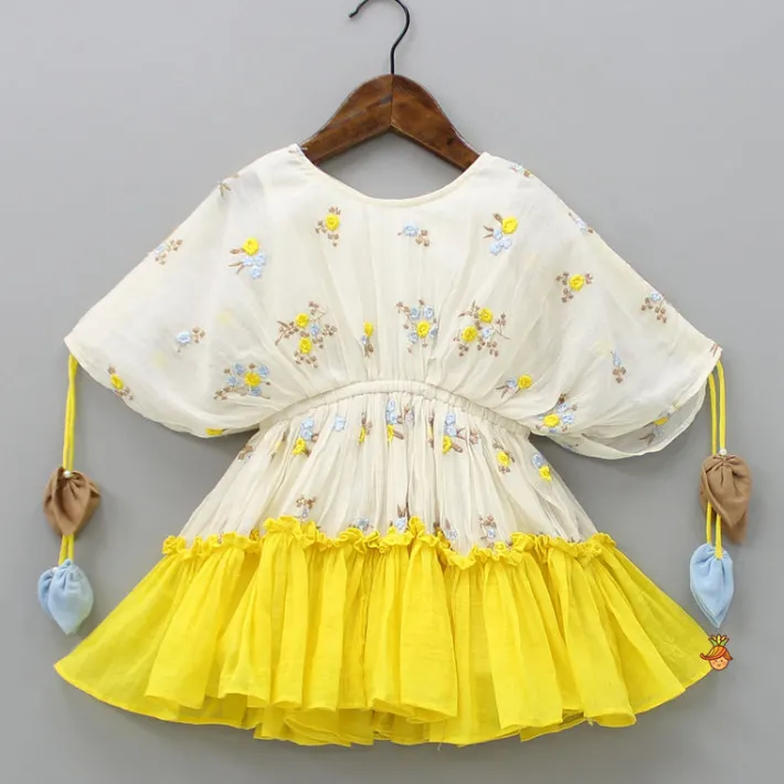 Best Off White Embroidered Ruffled Hem Dress Dresses & Sets | Dresses