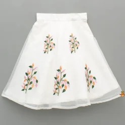 Outlet Off White Embroidered Top With Attached Dupatta And Half Jacket With Lehenga Ethnic Wear | Lehengas & Ghagras
