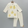 Best Off White Floral Printed Embroidered Kurta And Pyjama BOY Twinning Sets | Indian Ethnic Wear