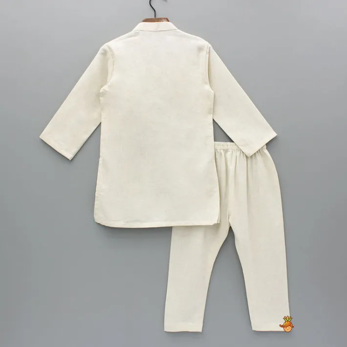 Best Off White Floral Printed Embroidered Kurta And Pyjama BOY Twinning Sets | Indian Ethnic Wear