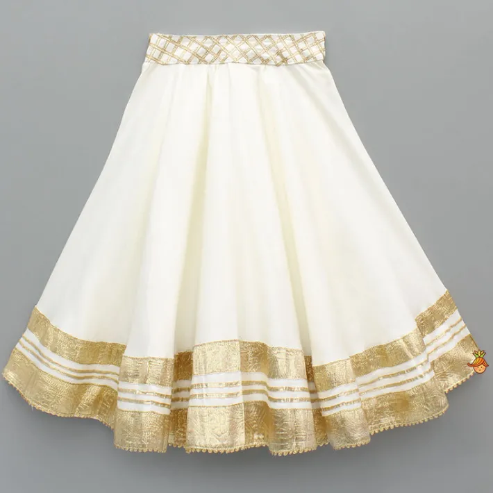 Online Off White Gota Lace Detailed Top And Lehenga With Dupatta Ethnic Wear | Lehengas & Ghagras