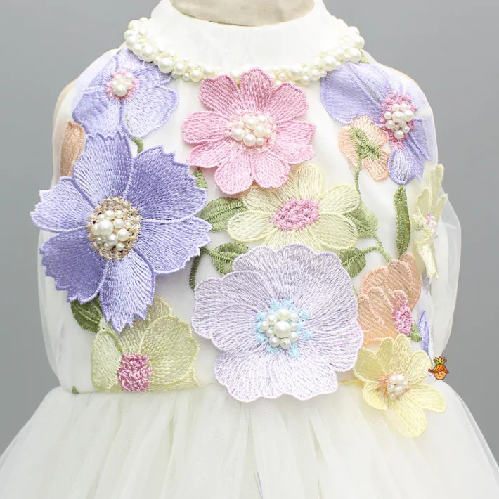 Fashion Off White Halter Neck Embellished Trial Dress With Sling Bag Dresses & Sets | Dresses