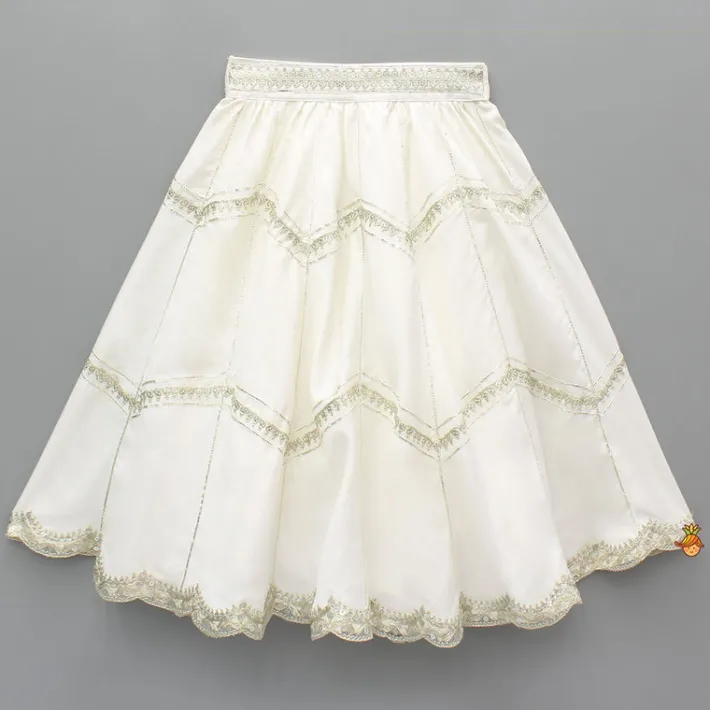 Discount Off White Halter Neck Embellished Top And Lehenga With Dupatta Ethnic Wear | Lehengas & Ghagras