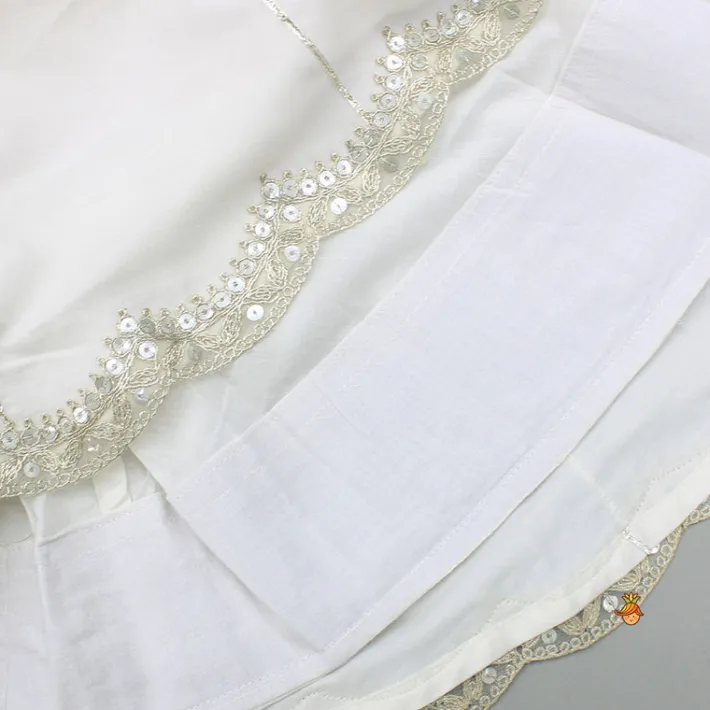 Discount Off White Halter Neck Embellished Top And Lehenga With Dupatta Ethnic Wear | Lehengas & Ghagras
