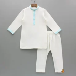 Outlet Off White Kurta And Jacket With Pyjama BOY Indian Ethnic Wear | Ethnic Sets