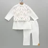 Fashion Off White Kurta With Embroidered Jacket And Pyjama BOY Indian Ethnic Wear | Ethnic Sets