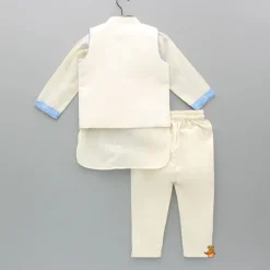 Hot Off White Kurta With Embroidered Stylish Jacket And Pyjama BOY Twinning Sets | Indian Ethnic Wear
