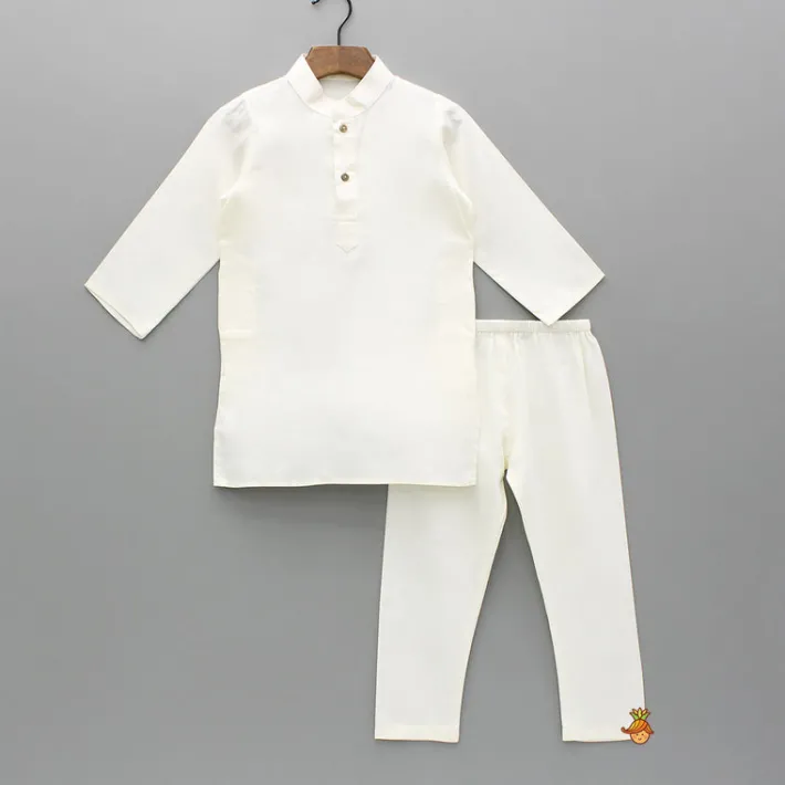 Sale Off White Kurta With Embroidered Jacket And Pyjama BOY Indian Ethnic Wear | Ethnic Sets