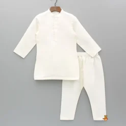 Clearance Off White Kurta With Embroidered Jacket And Pyjama BOY Indian Ethnic Wear | Ethnic Sets