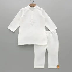 Fashion Off White Kurta With Embroidered Jacket And Pyjama BOY Indian Ethnic Wear | Ethnic Sets