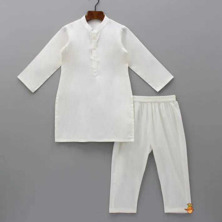 Discount Off White Kurta With Embroidered Pink Jacket And Pyjama BOY Twinning Sets | Indian Ethnic Wear