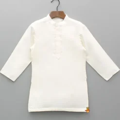Clearance Off White Kurta With Embroidered Jacket And Pyjama BOY Indian Ethnic Wear | Ethnic Sets