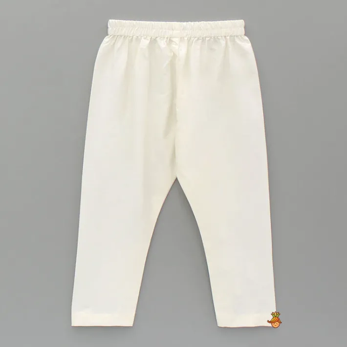 Clearance Off White Kurta With Embroidered Jacket And Pyjama BOY Indian Ethnic Wear | Ethnic Sets