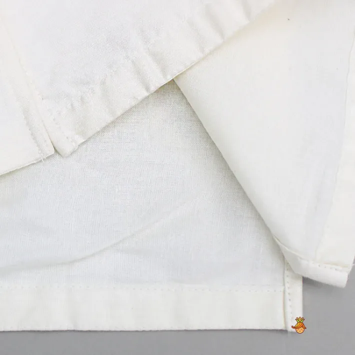 Clearance Off White Kurta With Embroidered Jacket And Pyjama BOY Indian Ethnic Wear | Ethnic Sets