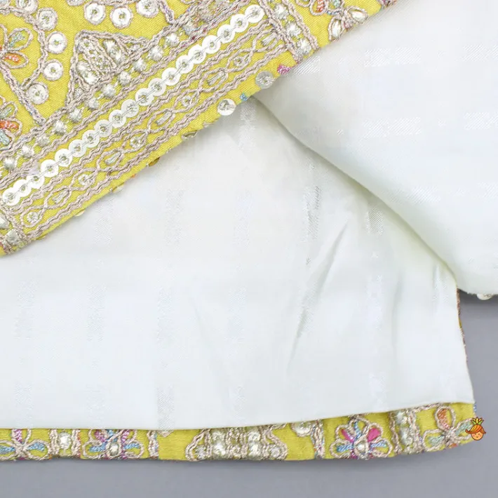 Sale Off White Kurta With Embroidered Jacket And Pyjama BOY Indian Ethnic Wear | Ethnic Sets