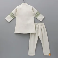 Online Off White Kurta With Front Open Jacket And Churidar BOY Indian Ethnic Wear | Ethnic Sets