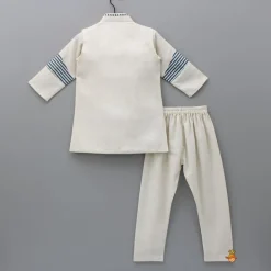 Online Off White Kurta With Front Open Jacket And Churidar BOY Indian Ethnic Wear | Ethnic Sets