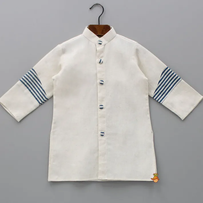 Online Off White Kurta With Front Open Jacket And Churidar BOY Indian Ethnic Wear | Ethnic Sets
