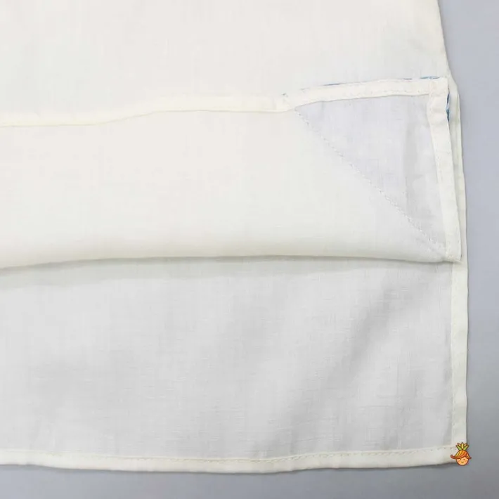 Sale Off White Kurta With Stylish Hem Jacket And Pyjama BOY Twinning Sets | Indian Ethnic Wear