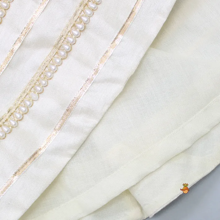Fashion Off White Kurti With Pink Organza Jacket Ethnic Wear
