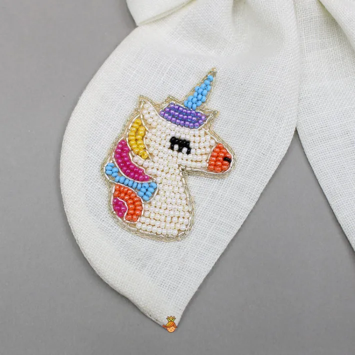 Outlet Off White Multicolour Embroidered Unicorn Bowie Hair Clip Hair Accessories | Hair Clips