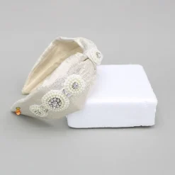 Best Off White Pearls and Artificial Stones Embellished Hairband Hair Accessories | Hair Bands