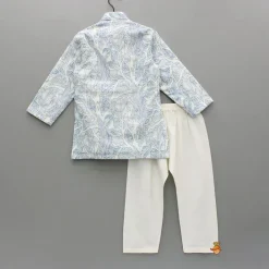 Best Off White Printed Embroidered Kurta And Pyjama BOY Indian Ethnic Wear | Ethnic Sets