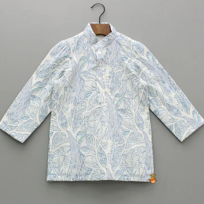 Best Off White Printed Embroidered Kurta And Pyjama BOY Indian Ethnic Wear | Ethnic Sets