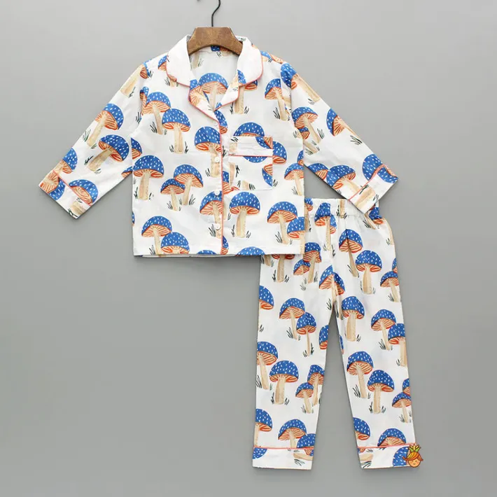 Discount Off White Printed Notch Collar Sleepwear BOY Sleep Wear | Sleepwear