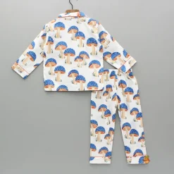 Discount Off White Printed Notch Collar Sleepwear BOY Sleep Wear | Sleepwear