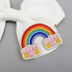 Discount Off White Rainbow Embroidered Bowie Hair Clip Hair Accessories | Hair Clips