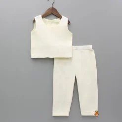 Discount Off White Top With Front Tie Up Knot Applique Embroidered Jacket And Pant Ethnic Wear | Churidars & Salwars
