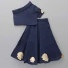 New One Shoulder Blue Top And Floral Lehenga Twinning Sets | Ethnic Wear